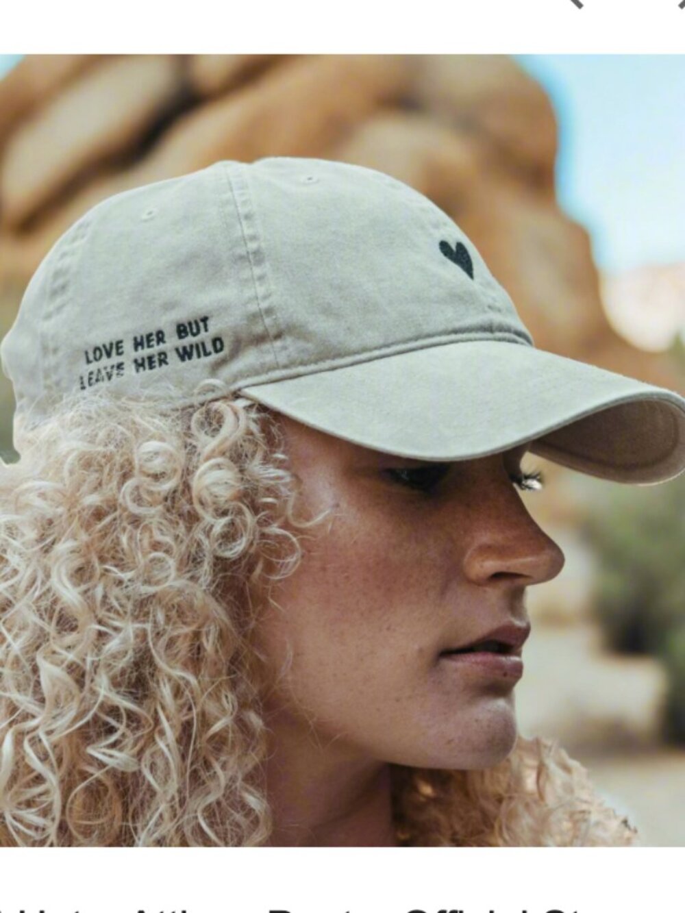 Atticus embroidered heart hat "love her but leave her wild" OS